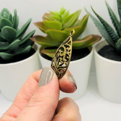 20 Pcs Bronze Filigree Teardrop Charms Image 3