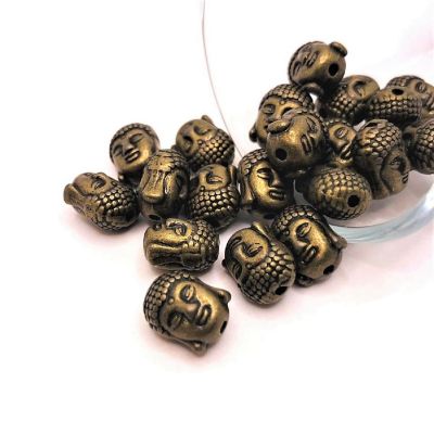 20 Pcs Bronze Happy Buddha Head Beads Image 1