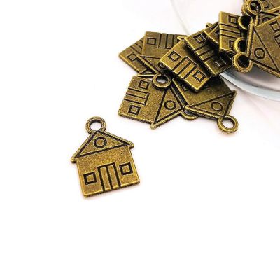 20 Pcs Bronze House Charms Image 1