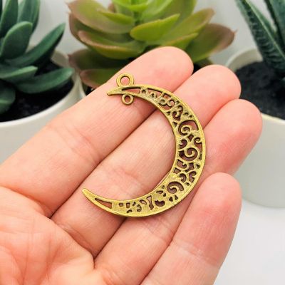 20 Pcs Bronze Moon Double Hoop Charms Image 2