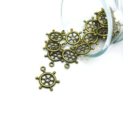 20 Pcs Bronze Ship Wheel Helm Charms Image 1