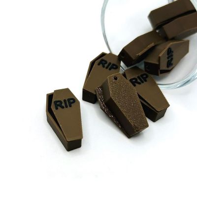 20 Pcs Brown Halloween Coffin Charms Image 1