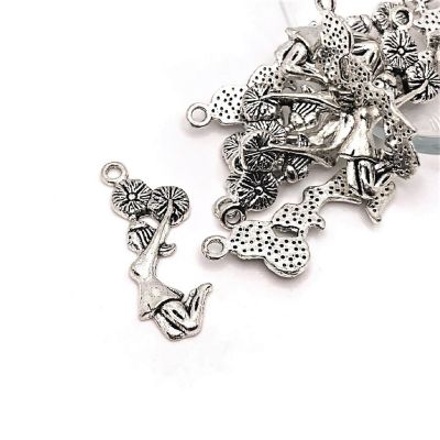 20 Pcs Cheerleader with Pom Poms Charms Image 1