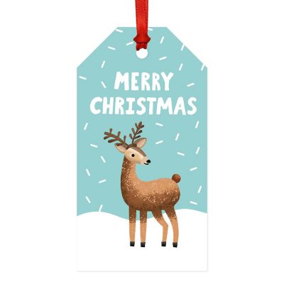 20 Pcs Christmas Deer Aqua Snowflake Tag Image 3