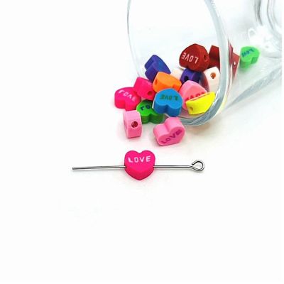 20 Pcs Conversation Heart Beads Image 1