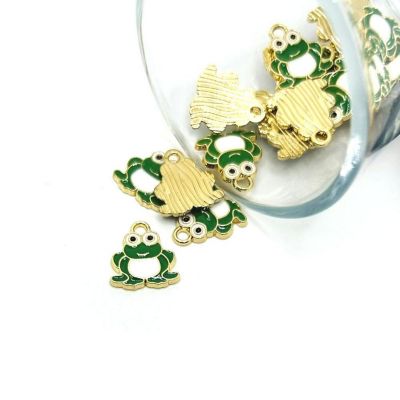 20 Pcs Cute Green Frog Charms Image 1