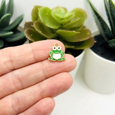 20 Pcs Cute Green Frog Charms Image 1