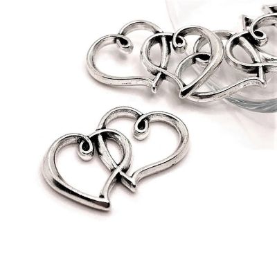 20 Pcs Double Heart Connector Charms Image 1