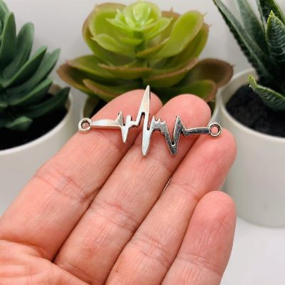 20 Pcs EKG Heartbeat Connector Charms Image 1