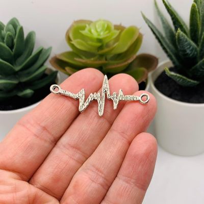 20 Pcs EKG Heartbeat Connector Charms Image 3