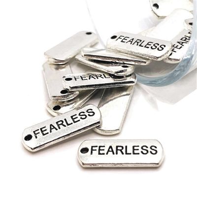 20 Pcs Fearless Word Bar Tag Charms Image 1