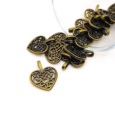 20 Pcs Filigree Scroll Heart Charms Image 1
