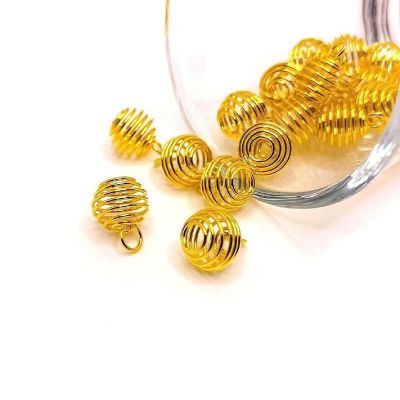 20 Pcs Gold Spiral Lantern Bead Cages Image 1