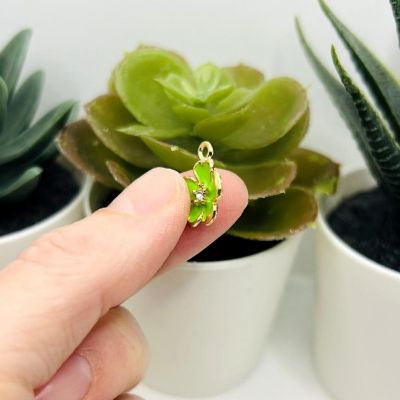 20 Pcs Green Flower Rhinestone Charm Image 3