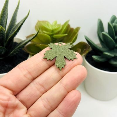 20 Pcs Green Maple Leaf Charms Image 2