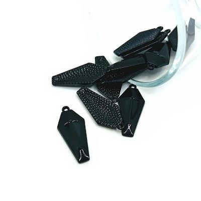 20 Pcs Halloween Black Coffin Charms Image 1