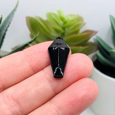 20 Pcs Halloween Black Coffin Charms Image 1