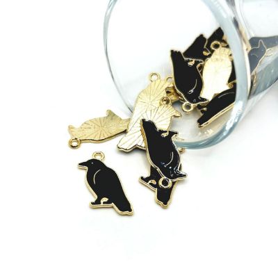 20 Pcs Halloween Raven Crow Charms Image 1