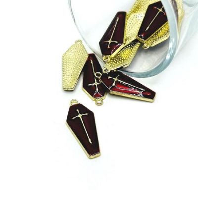 20 Pcs Halloween Red and Gold Coffins Image 1