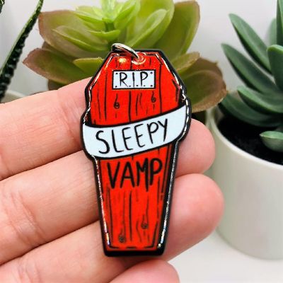 20 Pcs Halloween Red Coffin Charms Image 1