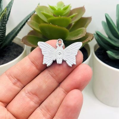 20 Pcs Halloween Silver Moth Charms Image 2