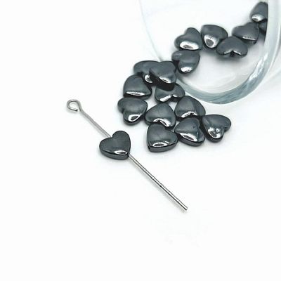 20 Pcs Hematite Heart Spacer Charm Beads Image 1