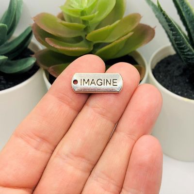 20 Pcs Imagine Word Bar Tag Charms Image 3