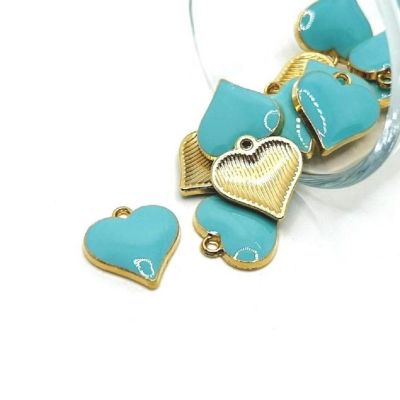 20 Pcs Light Blue Heart Charms Image 1