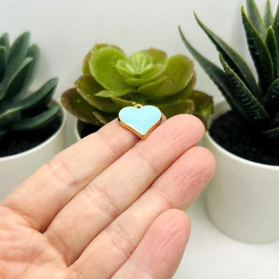 20 Pcs Light Blue Heart Charms Image 3