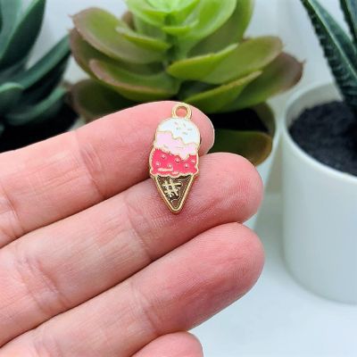 20 Pcs Neapolitan Ice Cream Cone Charms Image 1