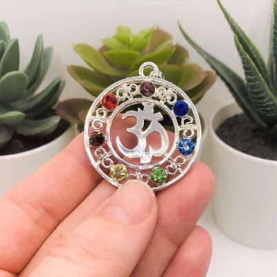 20 Pcs Om Pendants with Chakra Image 1