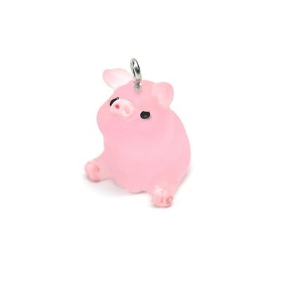 20 Pcs Pink Acrylic Pig Charms Image 1