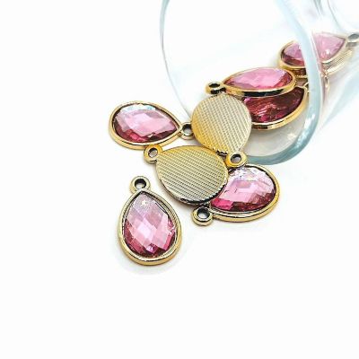 20 Pcs Pink Acrylic Teardrop Charms Image 1