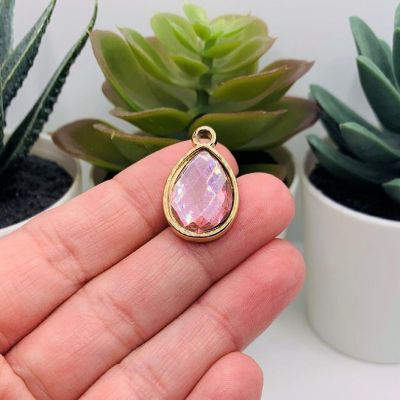 20 Pcs Pink Acrylic Teardrop Charms Image 1