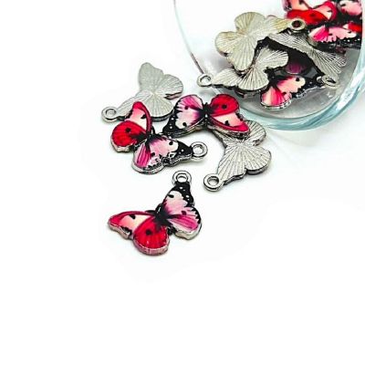 20 Pcs Pink and Black Butterfly Charms Image 1
