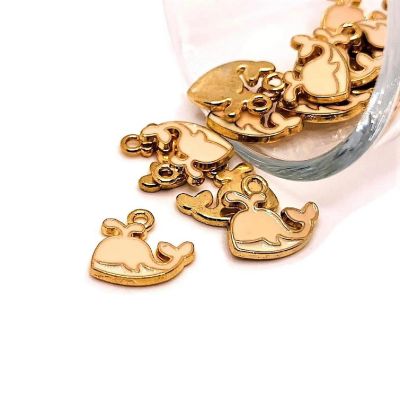 20 Pcs Pink and White Whale Charms Image 1