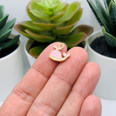 20 Pcs Pink and White Whale Charms Image 1