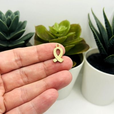 20 Pcs Pink Awareness Ribbon Charms Image 2