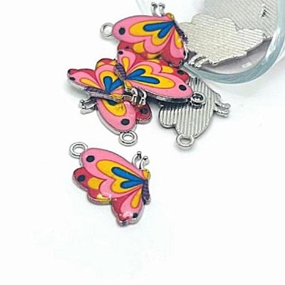 20 Pcs Pink Butterfly Charms Image 1