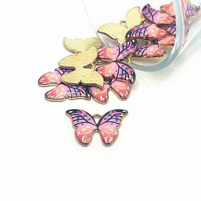 20 Pcs Pink Butterfly Charms Image 1