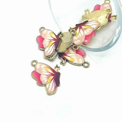 20 Pcs Pink Butterfly Charms Image 1