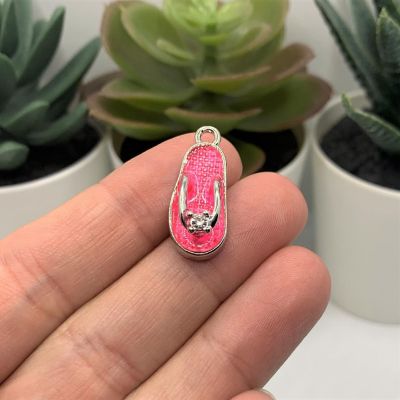 20 Pcs Pink Enamel Flip Flop Sandal Image 1