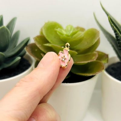 20 Pcs Pink Flower Rhinestone Charm Image 3