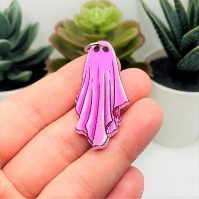 20 Pcs Pink Ghost Halloween Charms Image 1