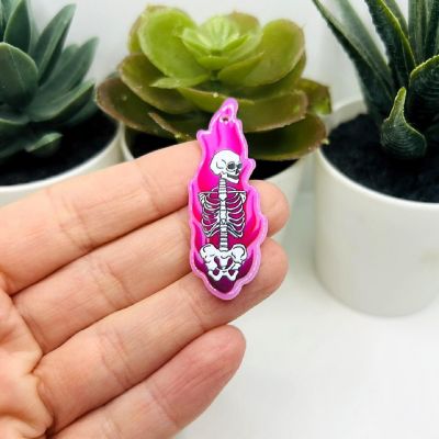 20 Pcs Pink Skeleton Punk Charms Image 1