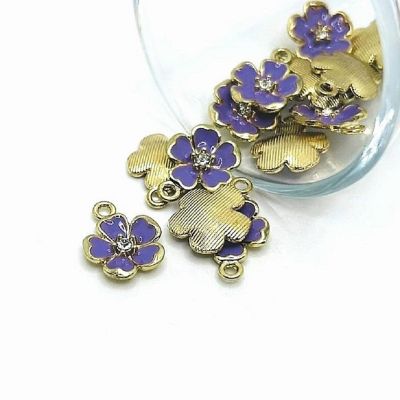 20 Pcs Purple Flower Rhinestone Charm Image 1