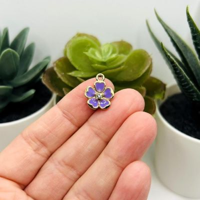 20 Pcs Purple Flower Rhinestone Charm Image 1