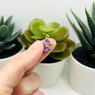20 Pcs Purple Flower Rhinestone Charm Image 3