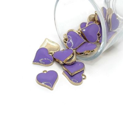 20 Pcs Purple Heart Charms Image 1