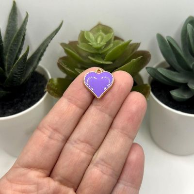 20 Pcs Purple Heart Charms Image 2